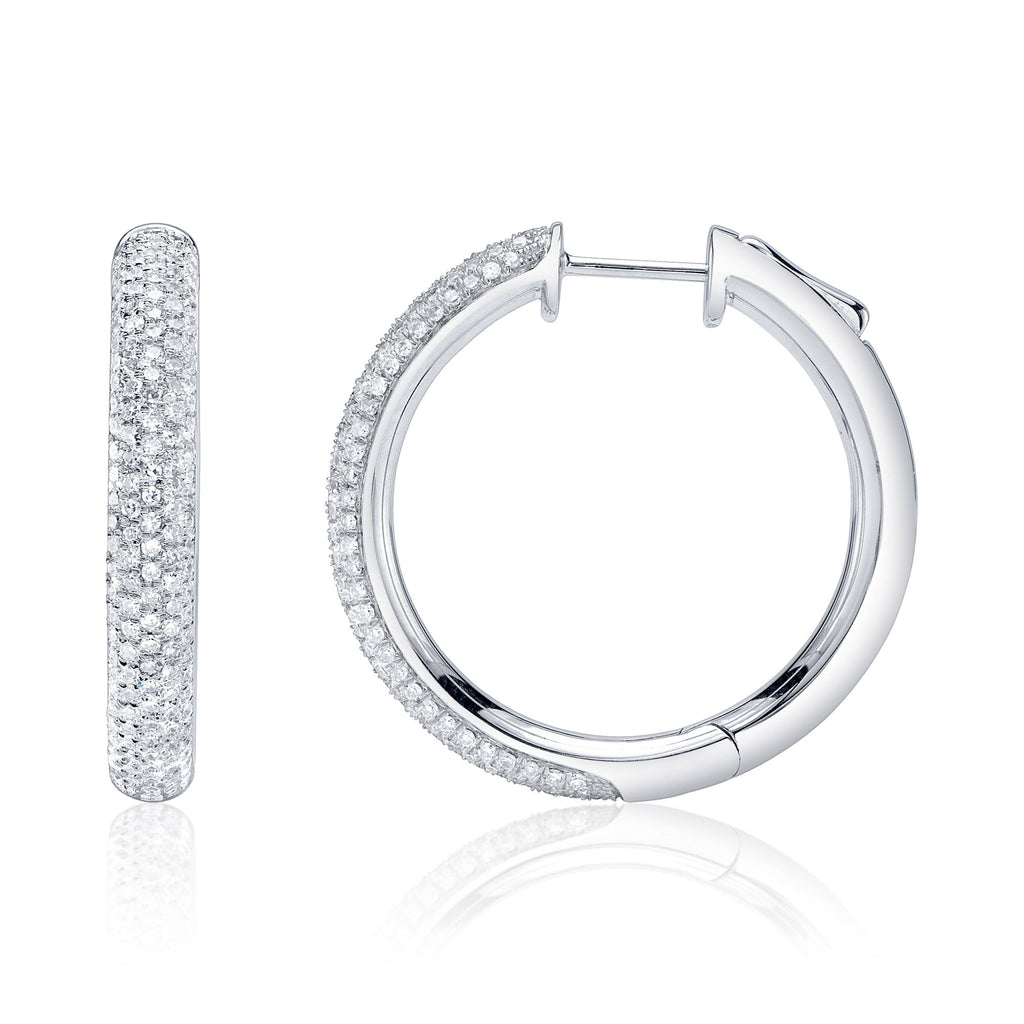 0.40CT 14K W/G DIAMOND PAVE HOOP EARRING