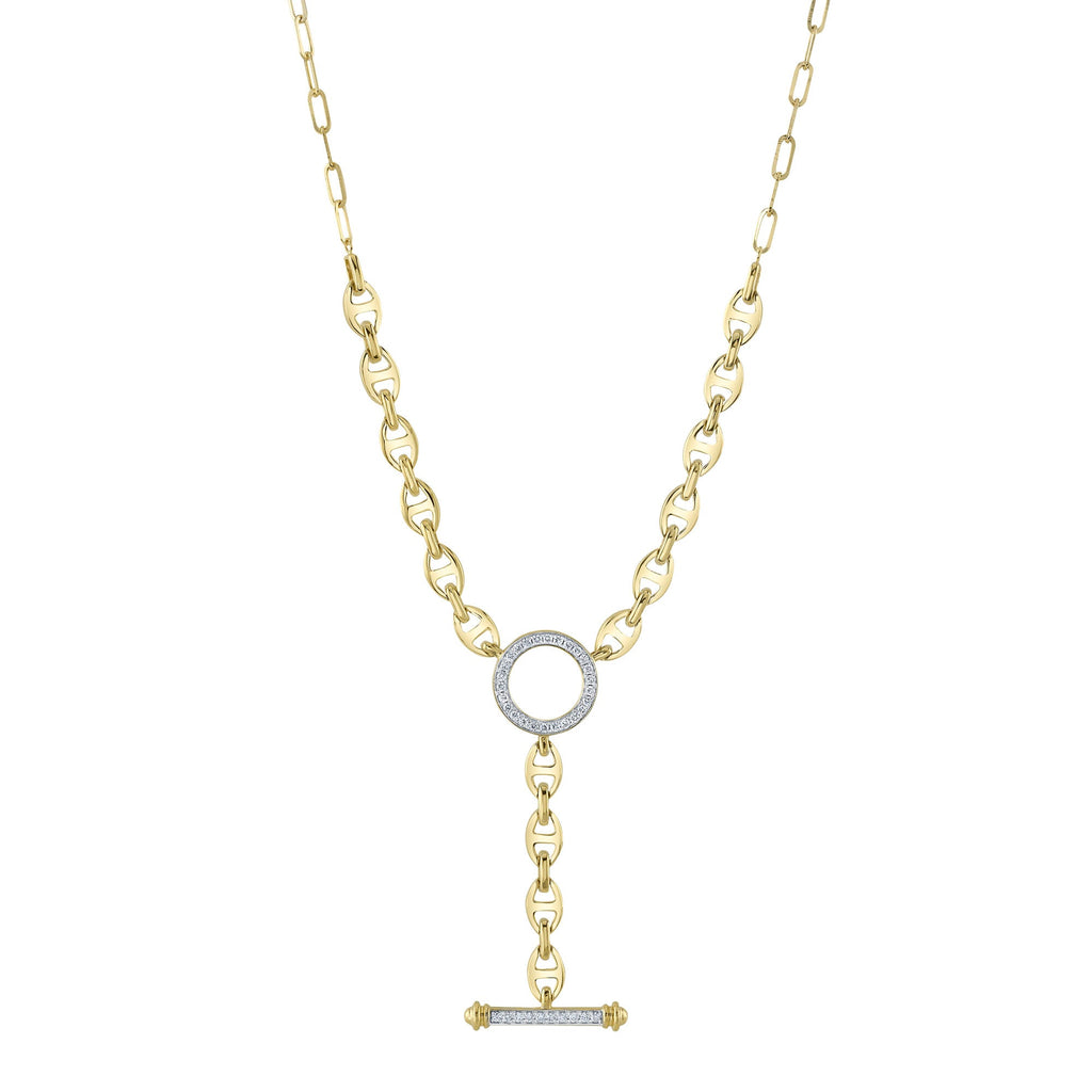 0.24CT 14K Y/G DIAMOND CIRCLE LINK LARIAT NECKLACE
