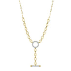 0.24CT 14K Y/G DIAMOND CIRCLE LINK LARIAT NECKLACE