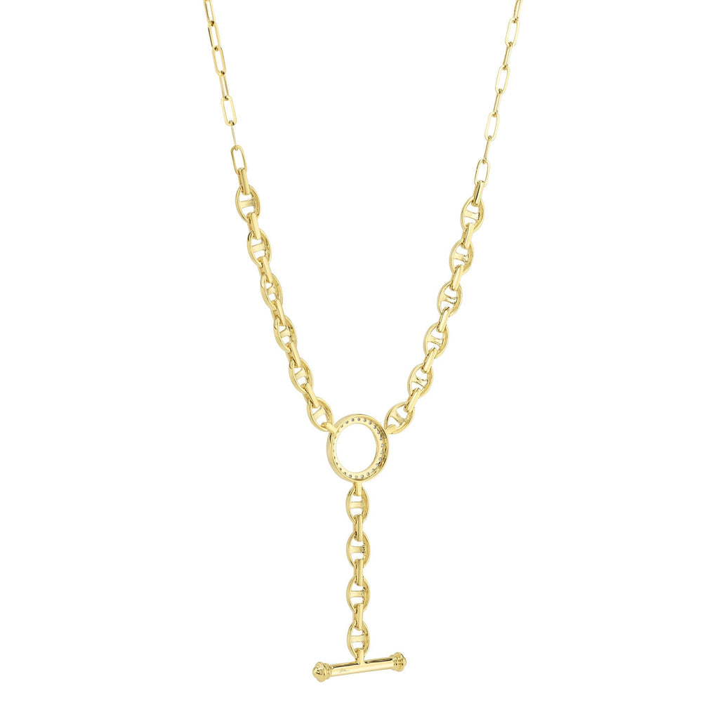 0.24CT 14K Y/G DIAMOND CIRCLE LINK LARIAT NECKLACE