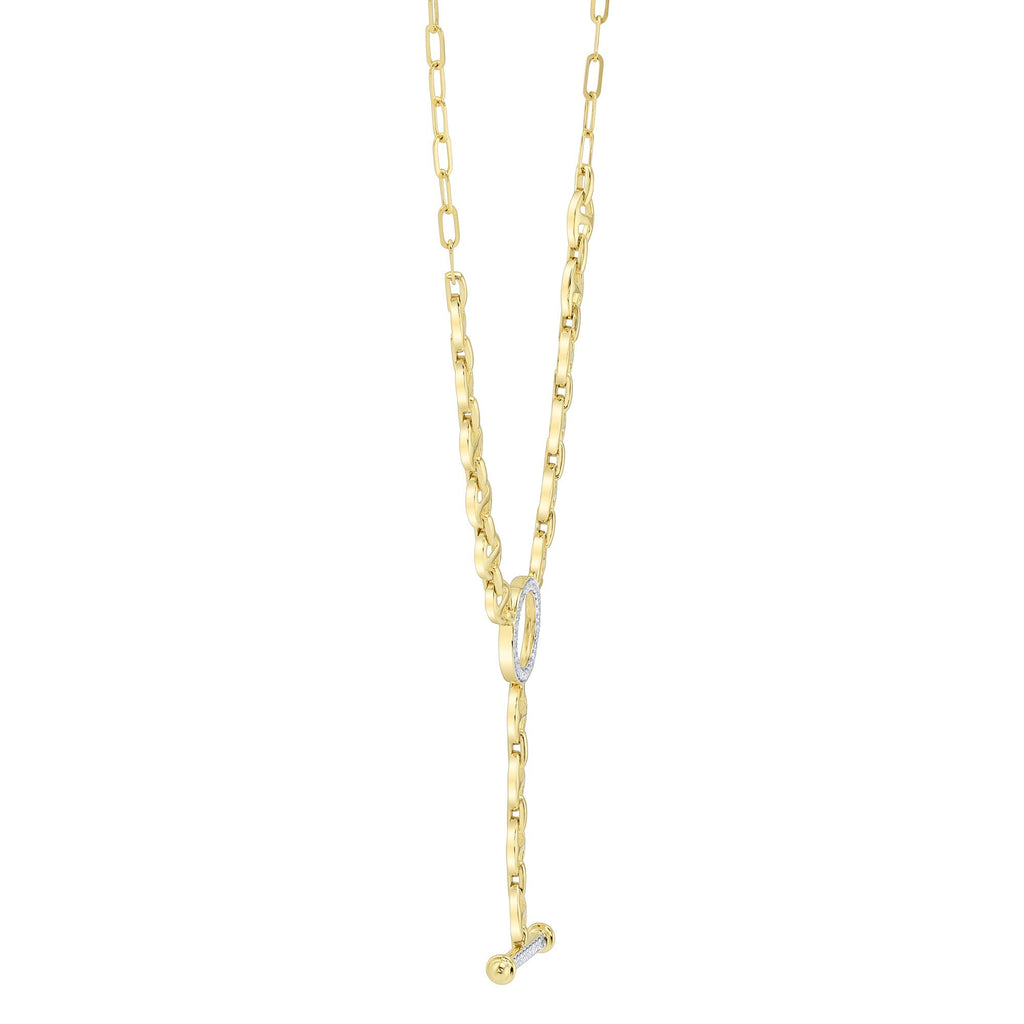 0.24CT 14K Y/G DIAMOND CIRCLE LINK LARIAT NECKLACE