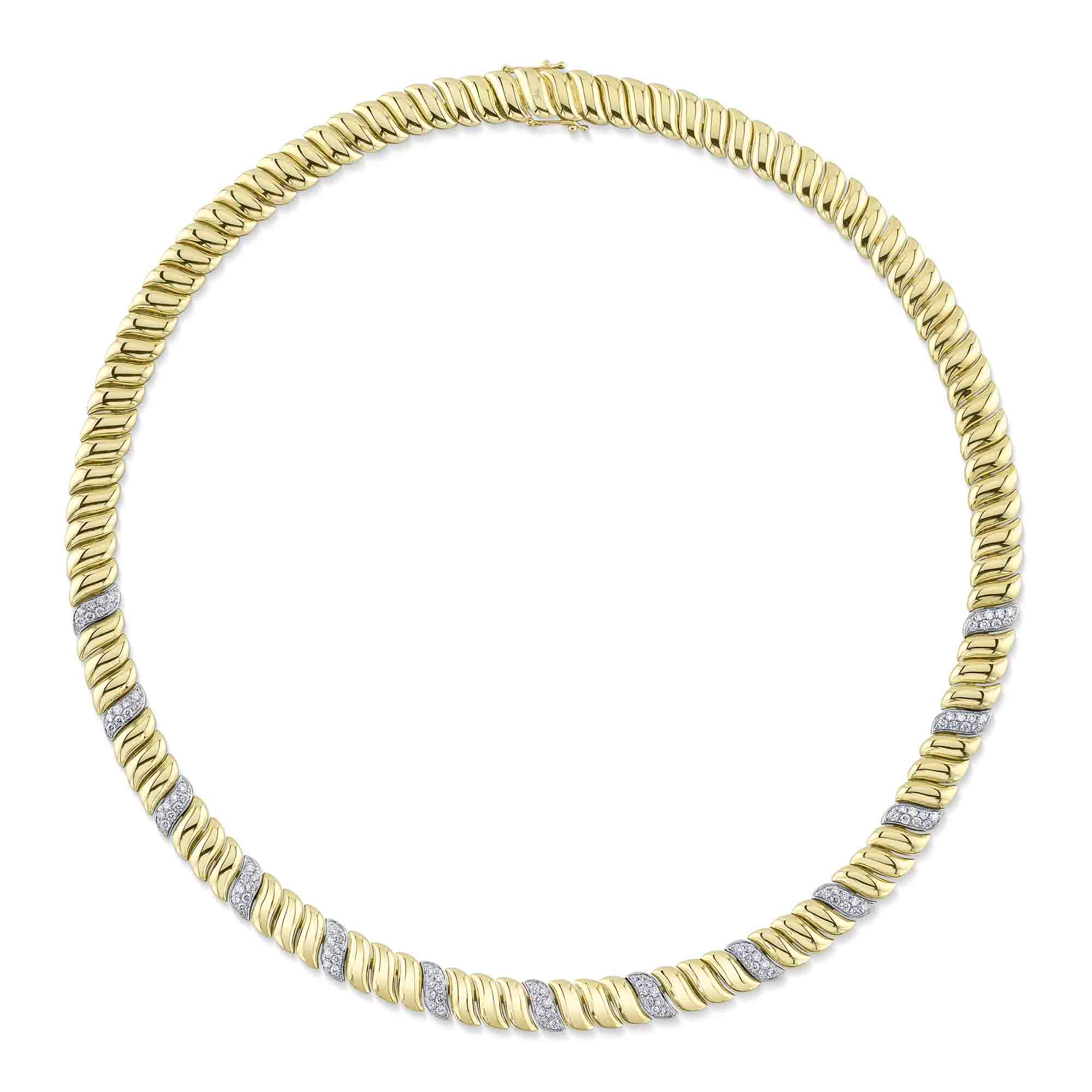 1.77CT 14K Y/G DIAMOND RIBBED NECKLACE