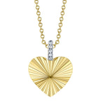 0.01CT 14K Y/G DIAMOND RIBBED HEART NECKLACE