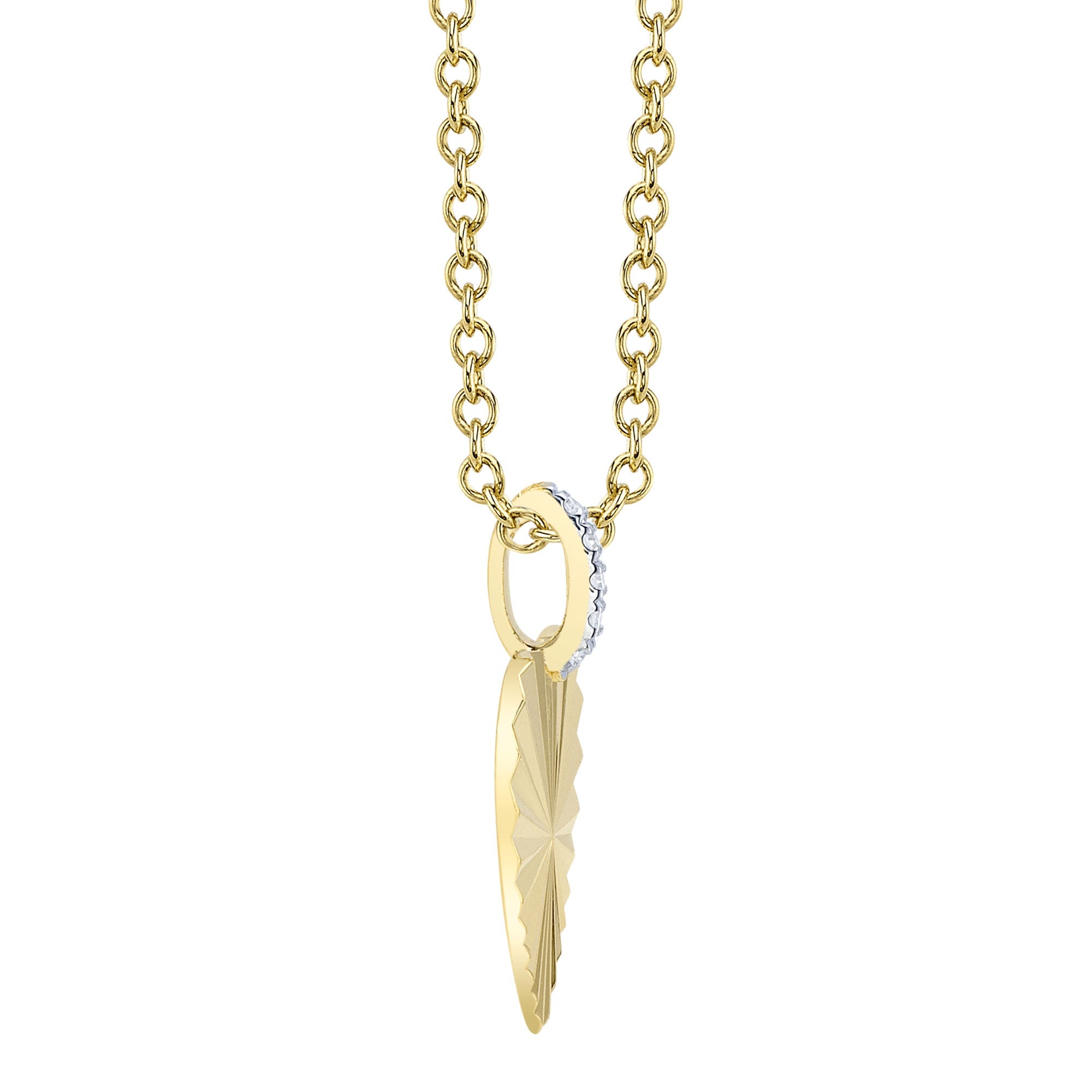 0.01CT 14K Y/G DIAMOND RIBBED HEART NECKLACE