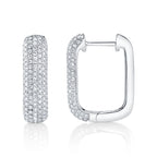 0.59CT 14K W/G DIAMOND PAVE RECTANGLE HOOP EARRING