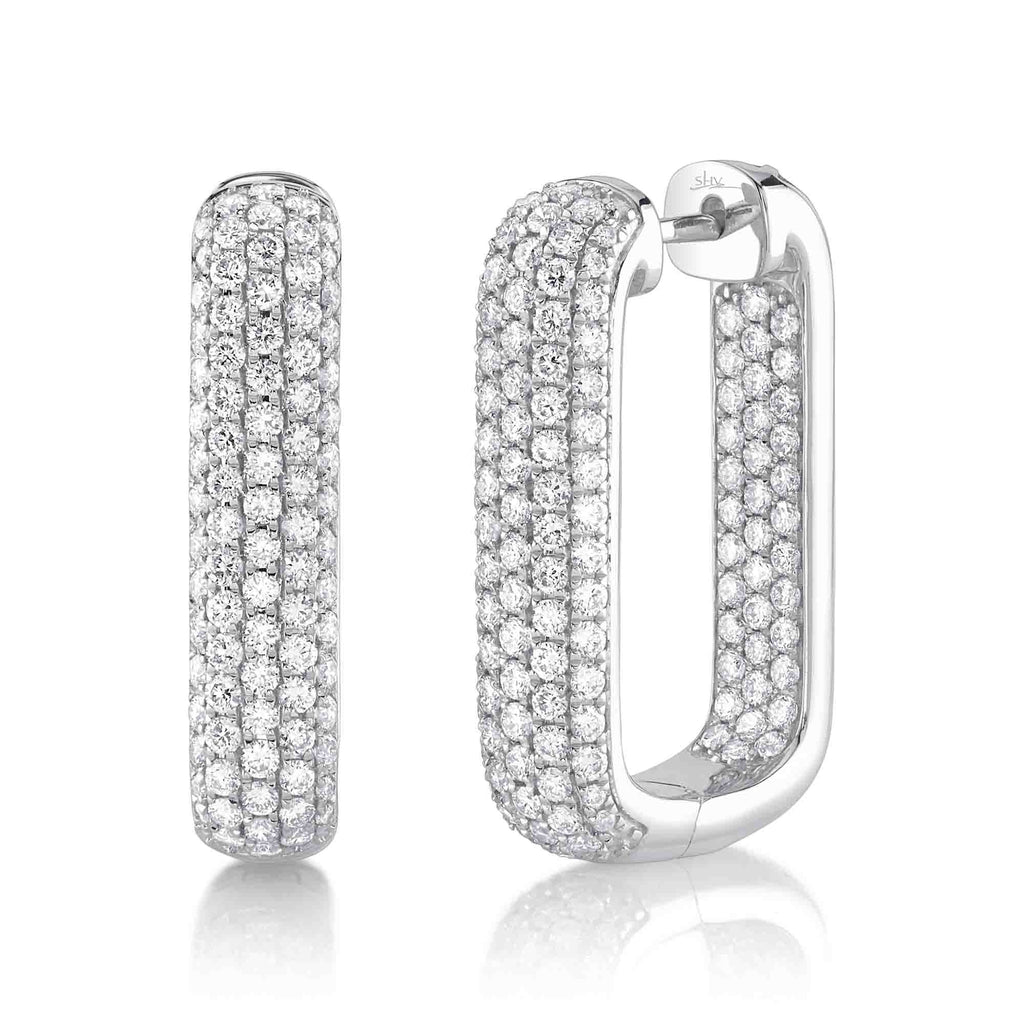 2.11CT 14K W/G DIAMOND PAVE RECTANGLE HOOP EARRING