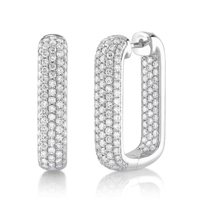 2.11CT 14K W/G DIAMOND PAVE RECTANGLE HOOP EARRING