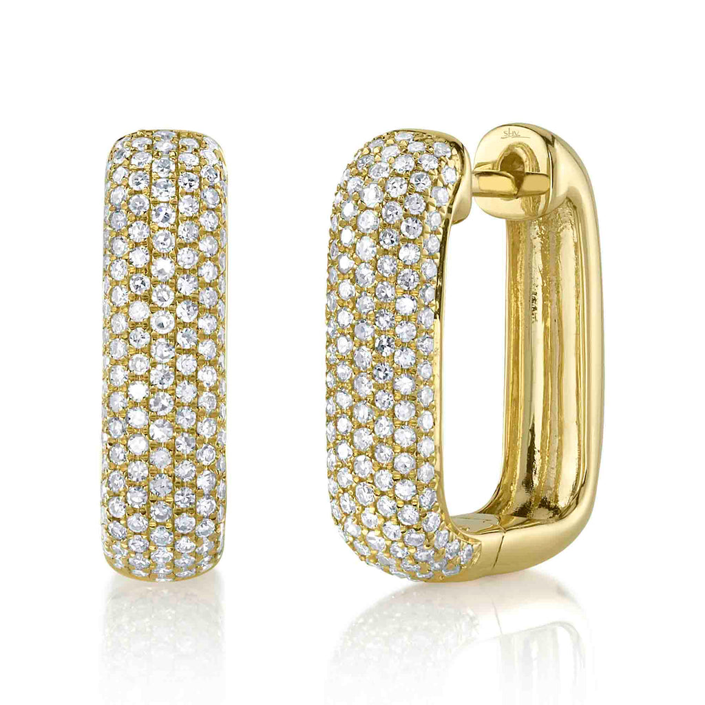 0.59CT 14K Y/G DIAMOND PAVE RECTANGLE HOOP EARRING