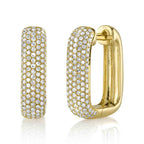 0.59CT 14K Y/G DIAMOND PAVE RECTANGLE HOOP EARRING