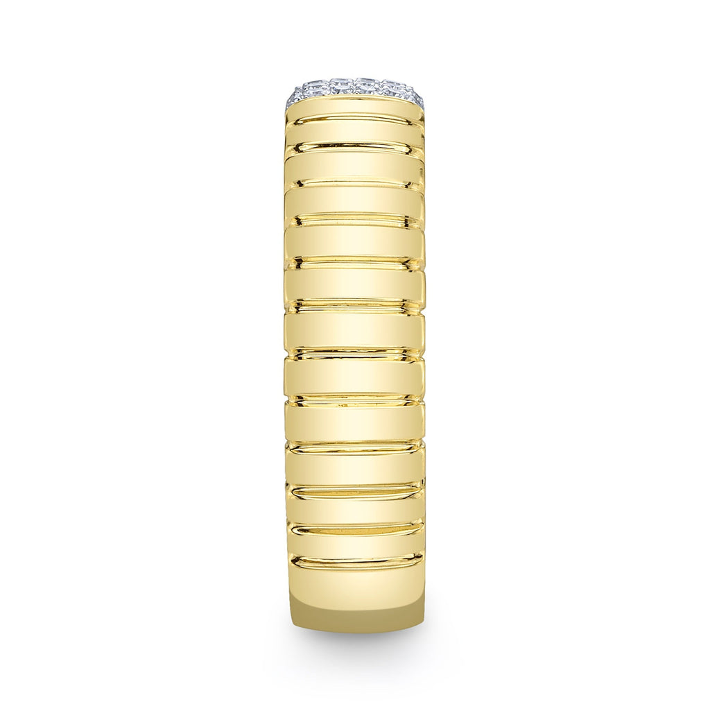 0.08CT 14K Y/G DIAMOND RIBBED BAND