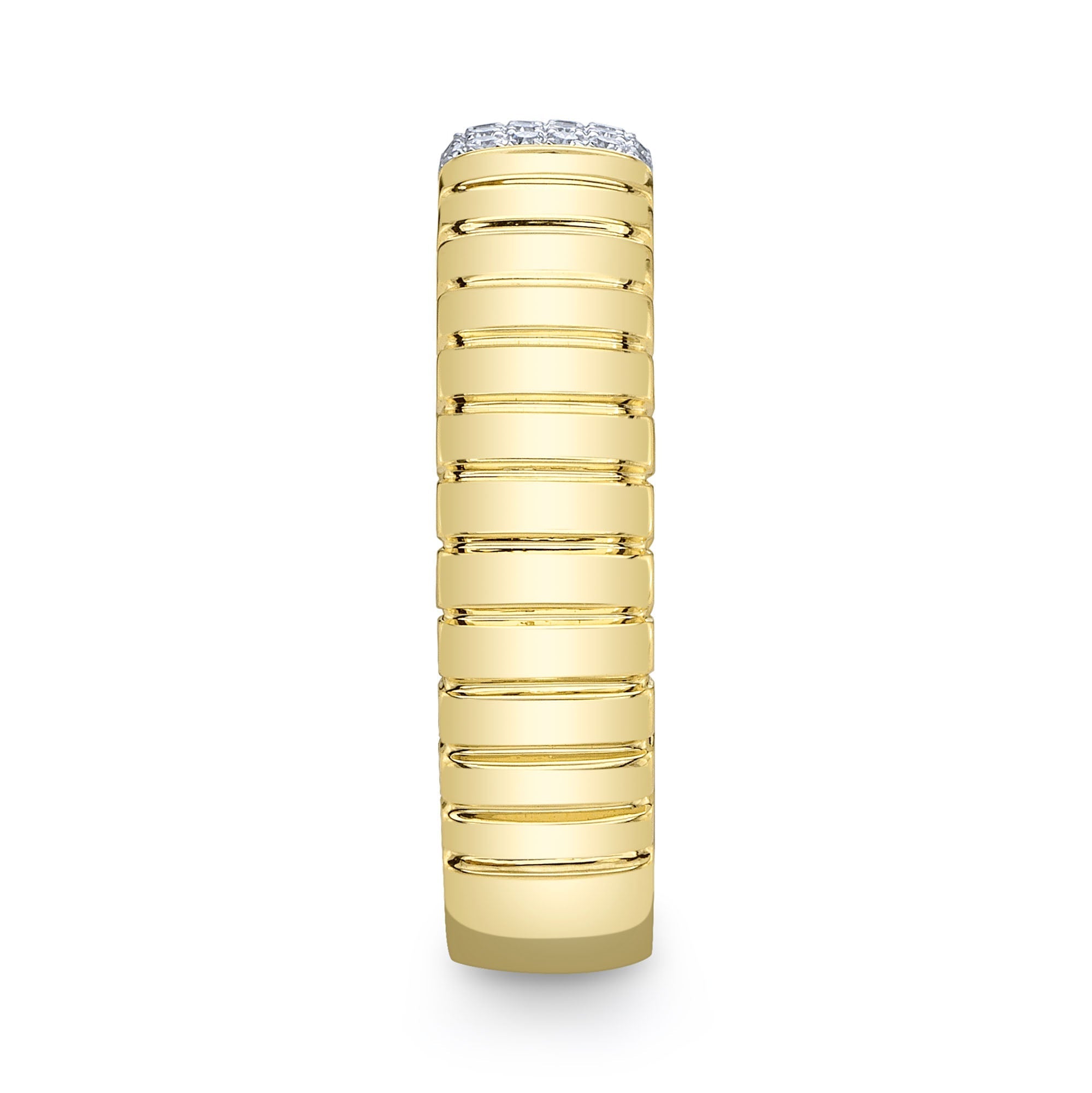 0.08CT 14K Y/G DIAMOND RIBBED BAND