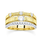 0.67CT 14K2T Y/W DIAMOND EMERALD RIBBED RING
