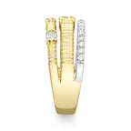 0.67CT 14K2T Y/W DIAMOND EMERALD RIBBED RING