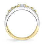 0.67CT 14K2T Y/W DIAMOND EMERALD RIBBED RING