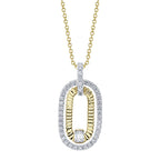 0.46CT 14K Y/G DIAMOND EMERALD RIBBED NECKLACE