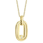 0.46CT 14K Y/G DIAMOND EMERALD RIBBED NECKLACE