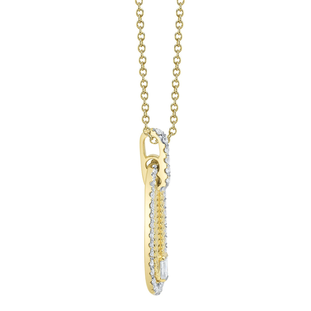 0.46CT 14K Y/G DIAMOND EMERALD RIBBED NECKLACE