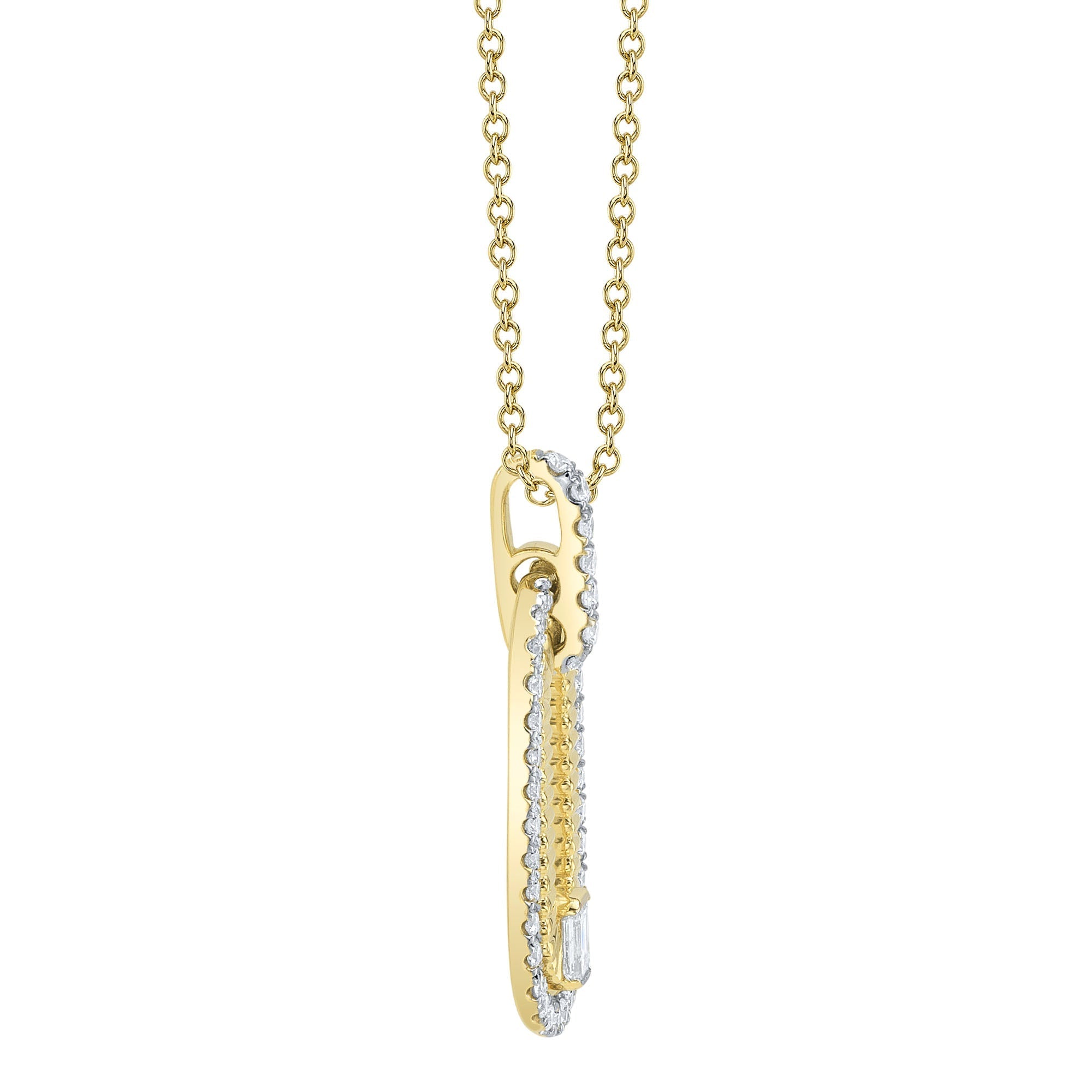 0.46CT 14K Y/G DIAMOND EMERALD RIBBED NECKLACE