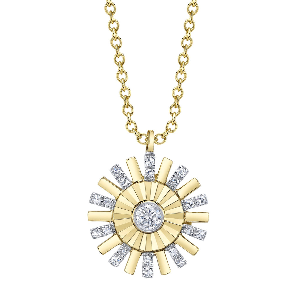0.11CT 14K Y/G DIAMOND BEZEL RIBBED NECKLACE
