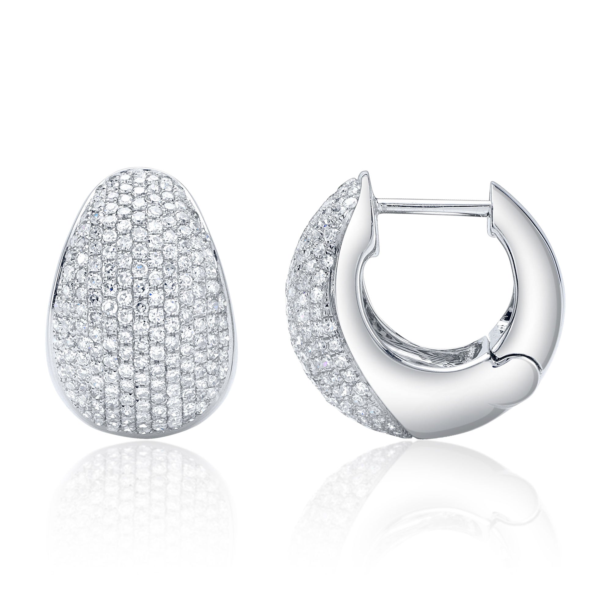 0.95CT 14K W/G DIAMOND PAVE HUGGIE EARRING