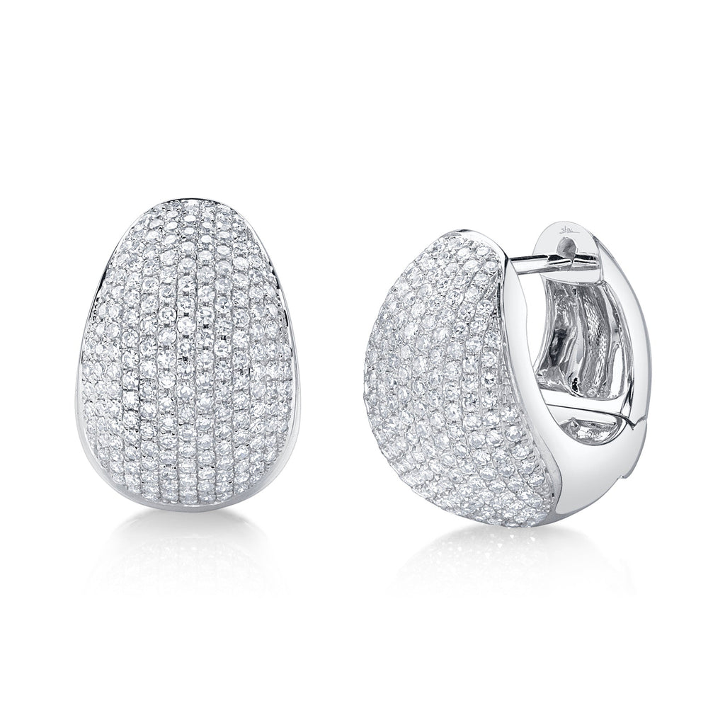 0.95CT 14K W/G DIAMOND PAVE HUGGIE EARRING
