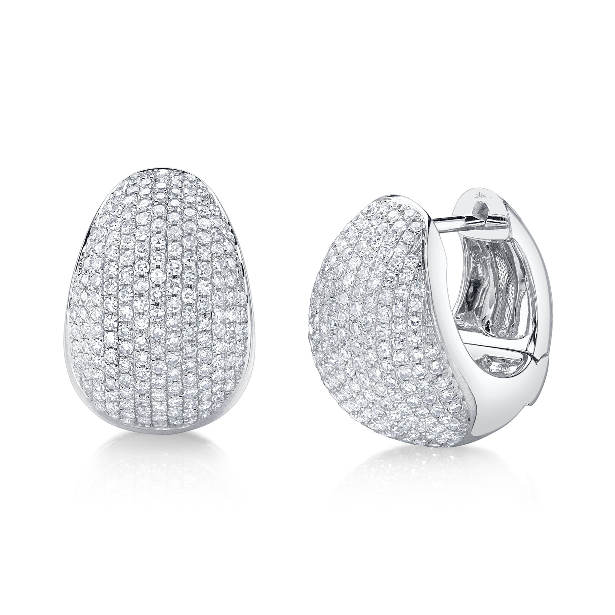 0.95CT 14K W/G DIAMOND PAVE HUGGIE EARRING