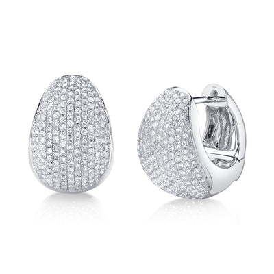 0.95CT 14K W/G DIAMOND PAVE HUGGIE EARRING