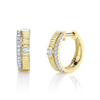 0.25CT 14K Y/G DIAMOND RIBBED HUGGIE EARRING
