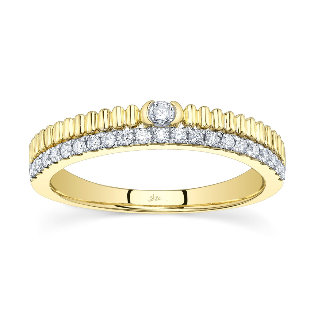 0.23CT 14K Y/G DIAMOND RIBBED RING