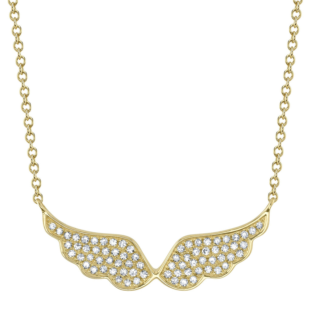 0.18CT 14K Y/G DIAMOND ANGEL WINGS NECKLACE