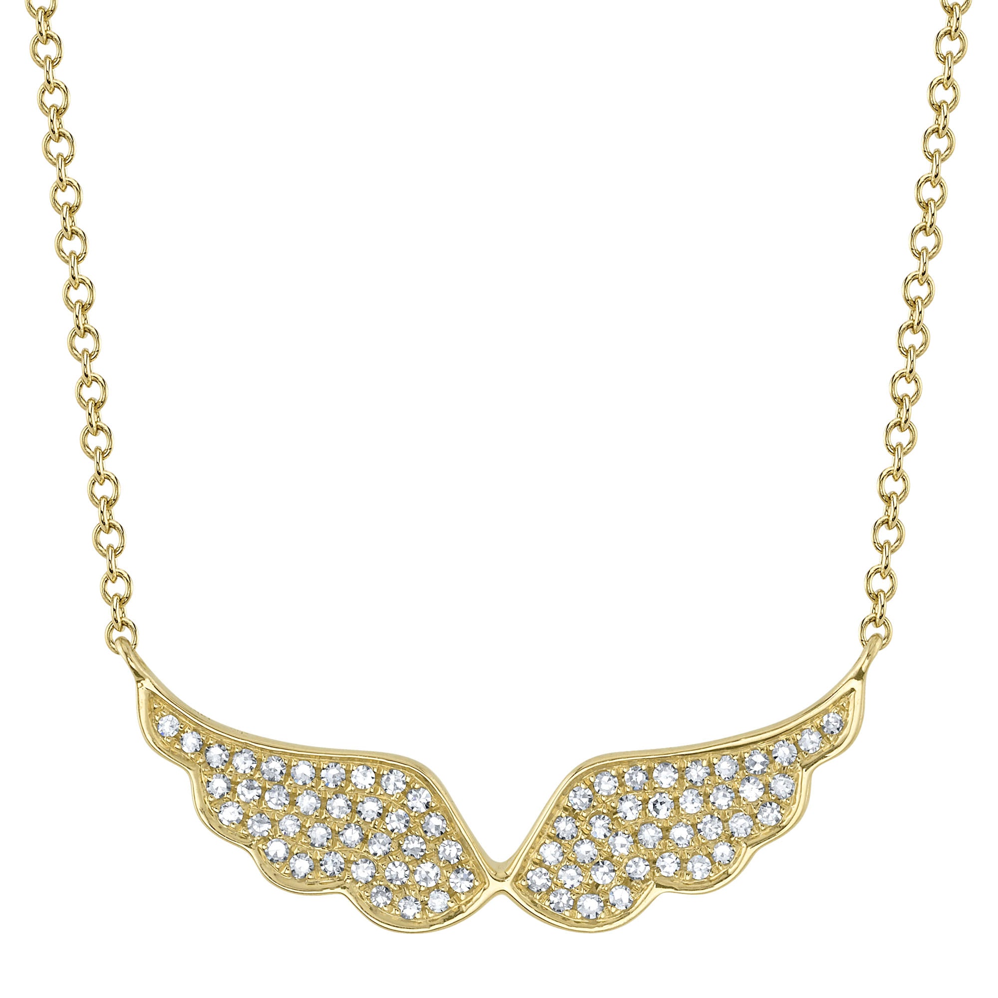 0.18CT 14K Y/G DIAMOND ANGEL WINGS NECKLACE