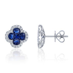 0.33CT DIAMOND & 2.31CT BLUE SAPPHIRE 14K W/G CLOVER STUD EARRING