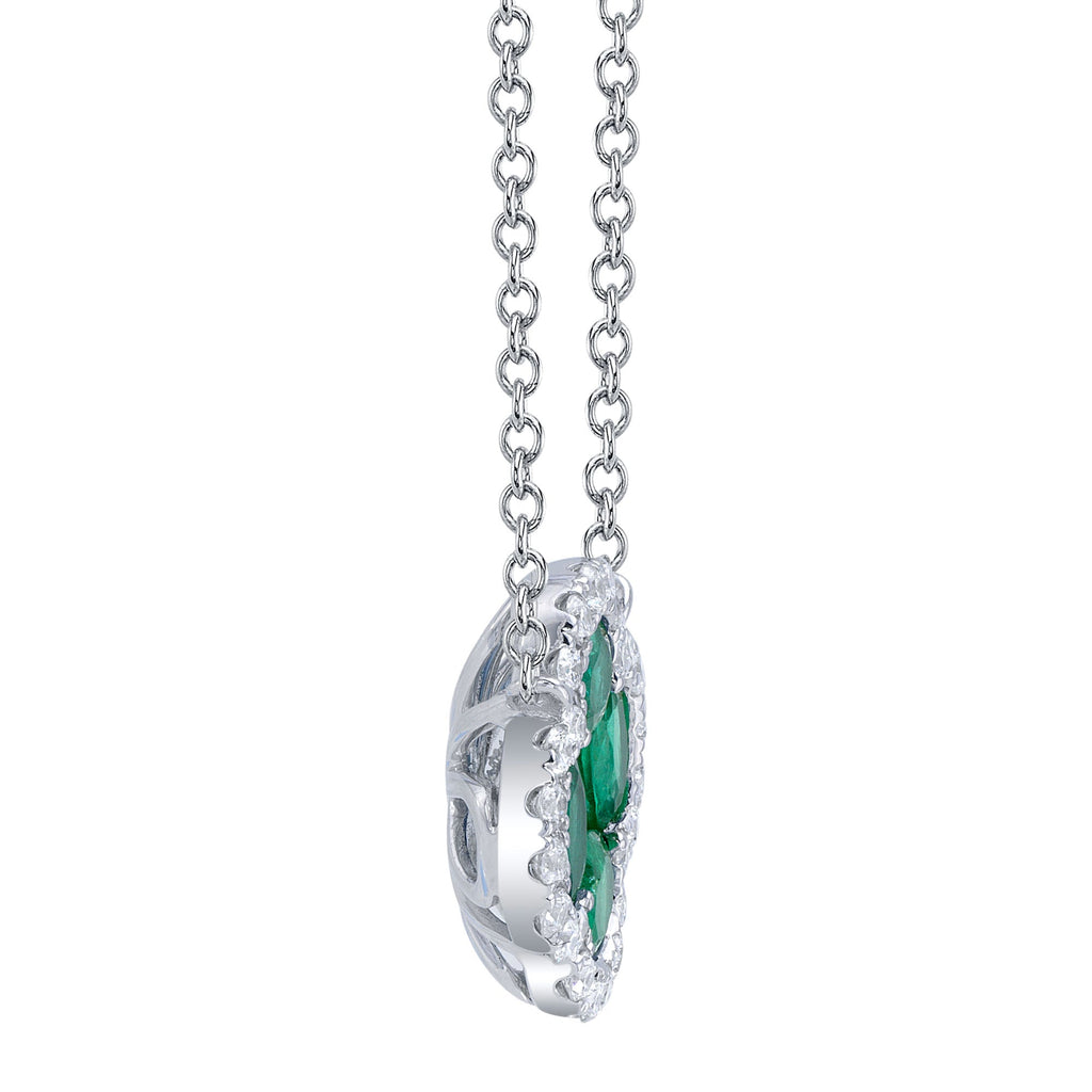 0.16CT DIAMOND & 0.65CT EMERALD 14K W/G CLOVER NECKLACE