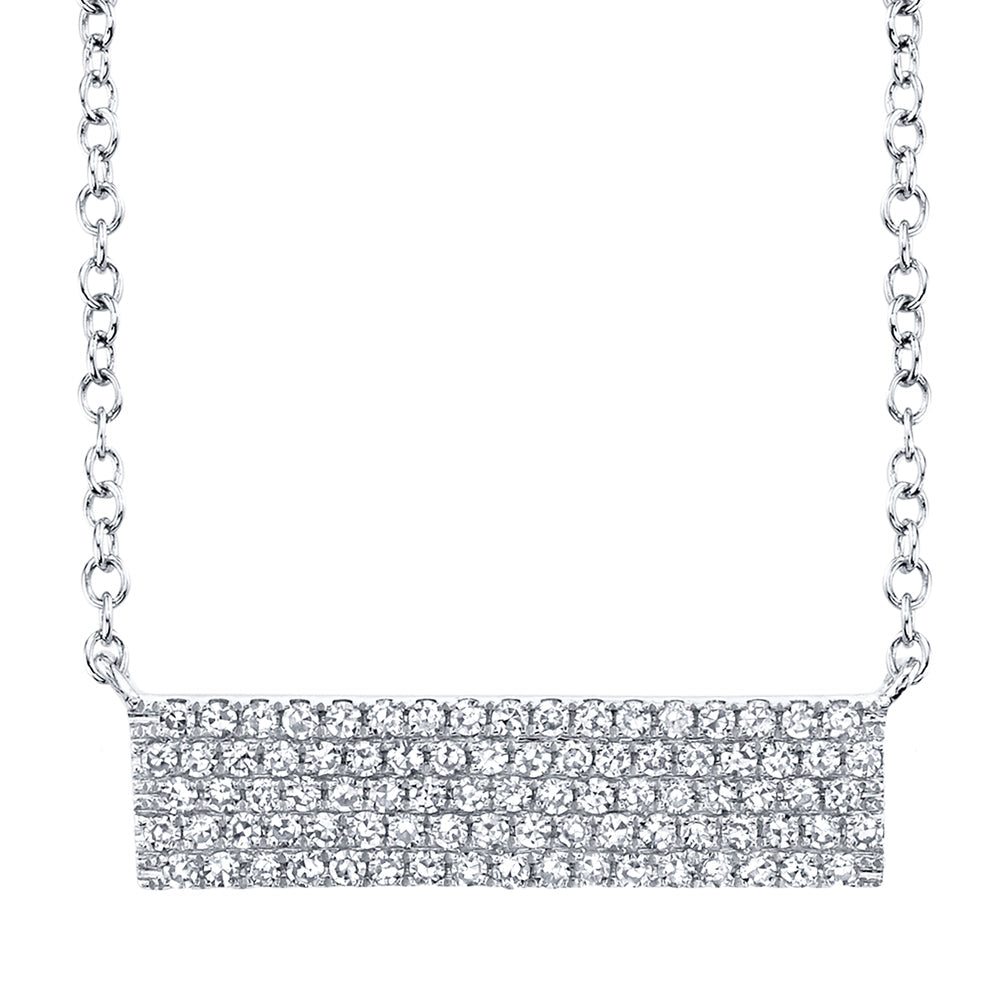 0.25CT 14K W/G DIAMOND PAVE BAR NECKLACE