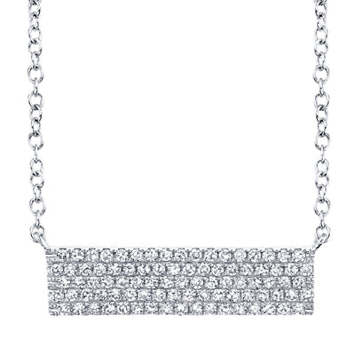0.25CT 14K W/G DIAMOND PAVE BAR NECKLACE