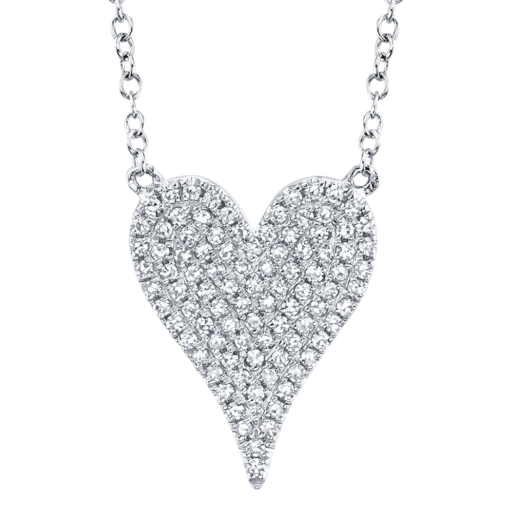 0.21CT 14K W/G DIAMOND PAVE HEART NECKLACE