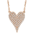0.21CT 14K R/G DIAMOND PAVE HEART NECKLACE