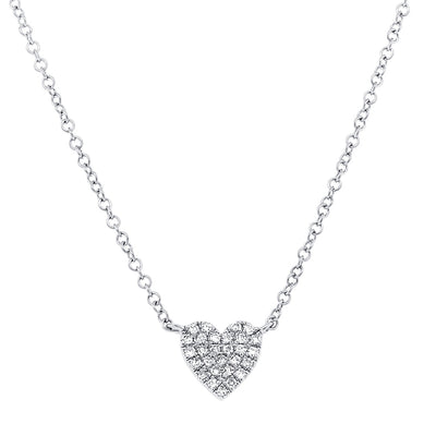 0.09CT 14K W/G DIAMOND PAVE HEART NECKLACE