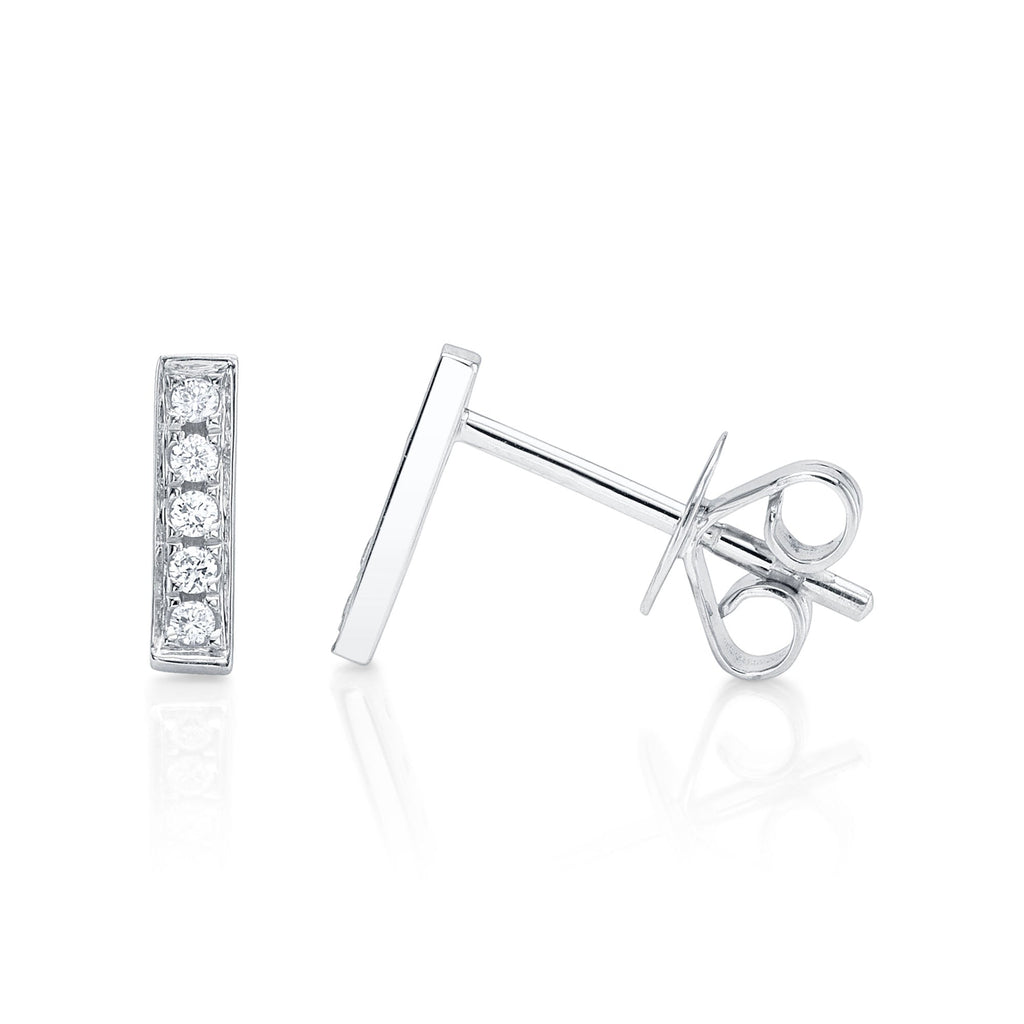 0.08CT 14K W/G DIAMOND BAR STUD EARRING