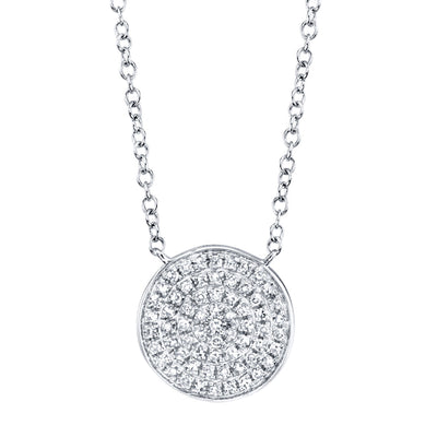 0.15CT 14K W/G DIAMOND PAVE CIRCLE NECKLACE