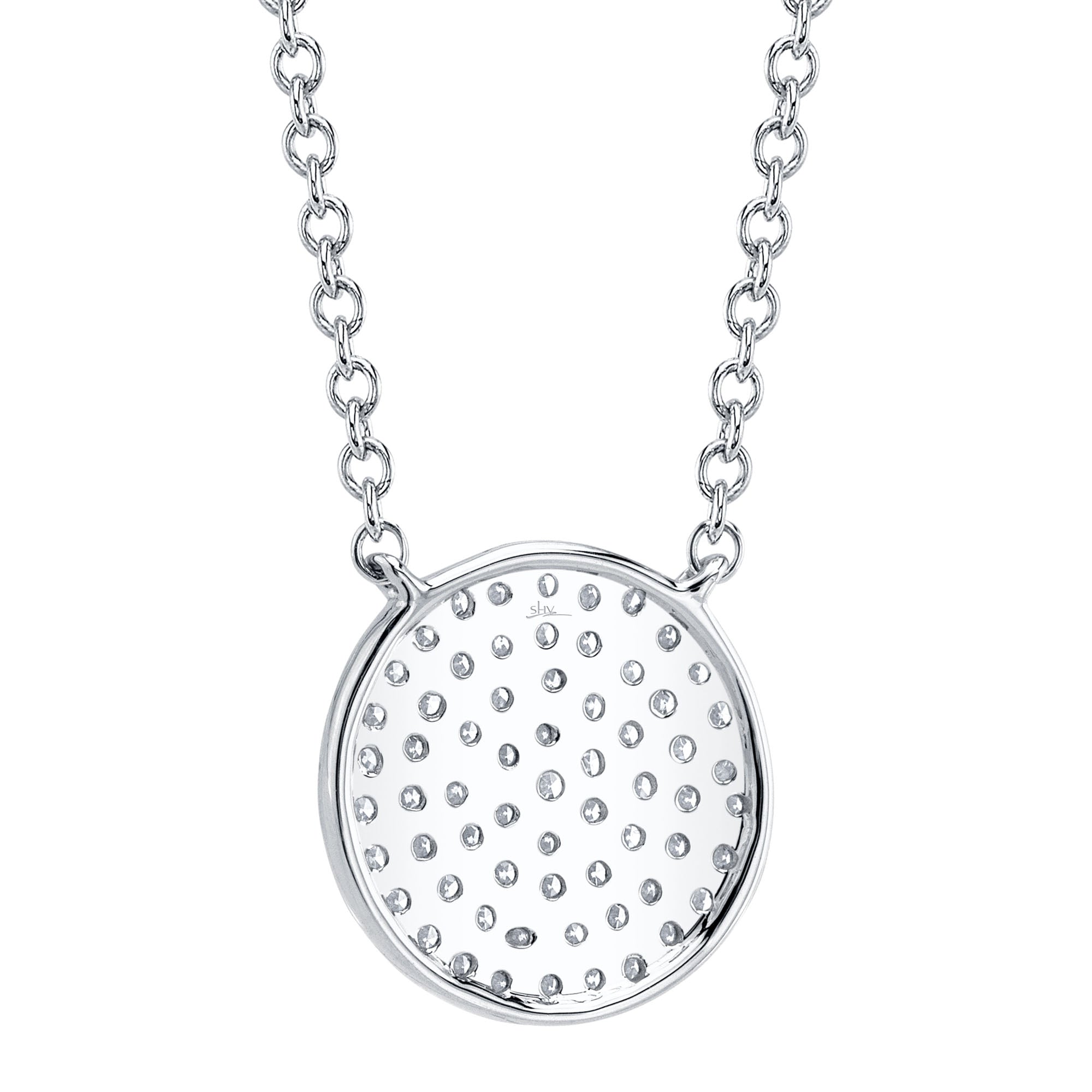 0.15CT 14K W/G DIAMOND PAVE CIRCLE NECKLACE