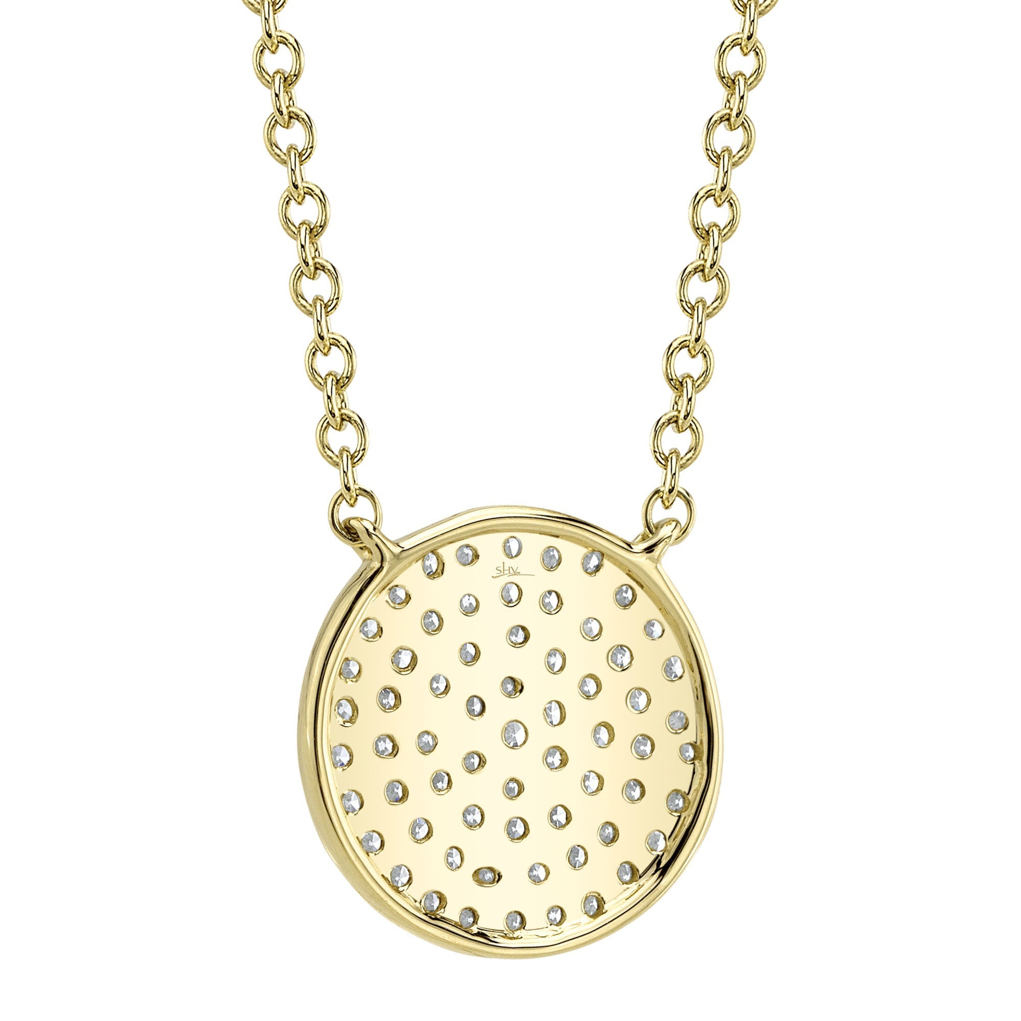 0.15CT 14K Y/G DIAMOND PAVE CIRCLE NECKLACE