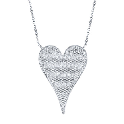 0.83CT 14K W/G DIAMOND PAVE HEART NECKLACE