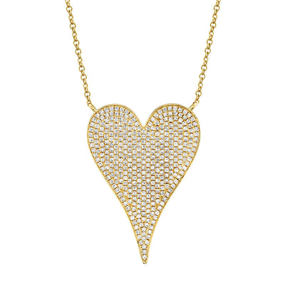 0.83CT 14K Y/G DIAMOND PAVE HEART NECKLACE