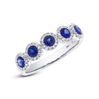 0.20CT DIAMOND & 0.70CT BLUE SAPPHIRE 14K W/G BAND SZ 6