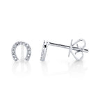 0.06CT 14K W/G DIAMOND HORSESHOE STUD EARRING
