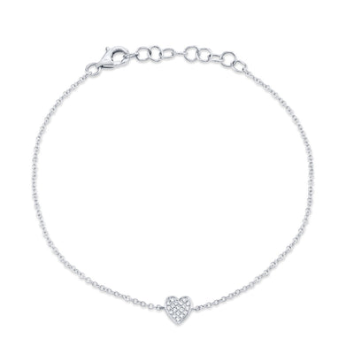 0.04CT 14K W/G DIAMOND PAVE HEART BRACELET