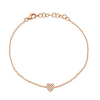 0.04CT 14K R/G DIAMOND PAVE HEART BRACELET