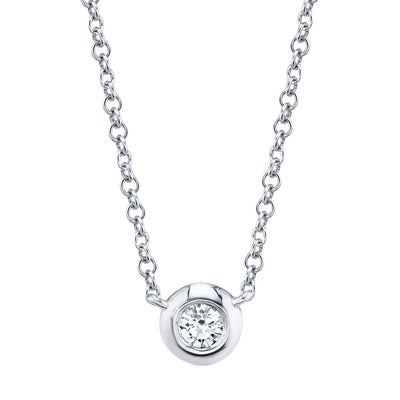 0.05CT 14K W/G DIAMOND BEZEL NECKLACE