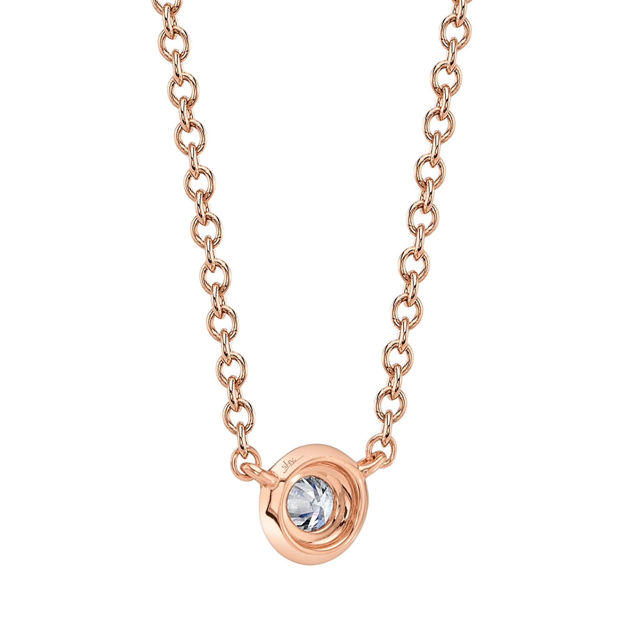 0.05CT 14K R/G DIAMOND BEZEL NECKLACE